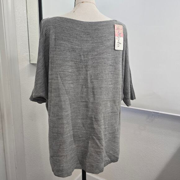 Moda Women’s Gray Sweater M Made in Italy Oversized Knit Dolman Sleeve Tunic - Picture 2 of 7